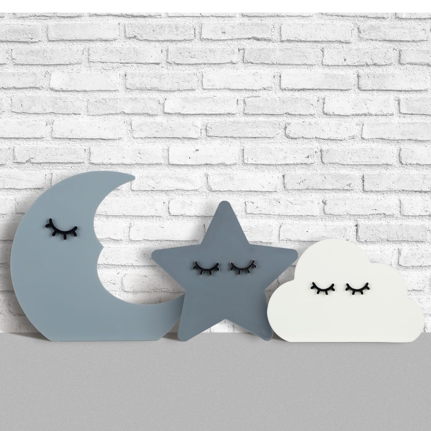 Briwooody 3 Pcs Moon Stars and Cloud Celestial Nursery Decor Bohemian Wood Nursery Shelves Decoration Wooden Nordic Boho Baby Wall Adornment for Bedroom Wedding Baby Shower Boys Girls Kids
