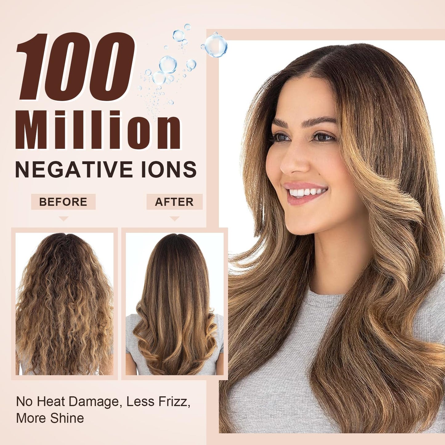 110-240V Travel Brush Hair Dryer, Small Hair Straightener Brush with European Plug Adapter for International Travel, 4 in 1 Hot Air Styler & Dryer for Drying Straightening Curling Volumizing