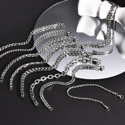 VNOX Silver Chain Bracelet for Men - 10 Pcs Solid Stainless Steel Rope/Figaro/Paperclip/Cuban Link/Snake Curb Chunky Chain Bracelet Set Wrist Band for Men Women,Mens Jewelry Set