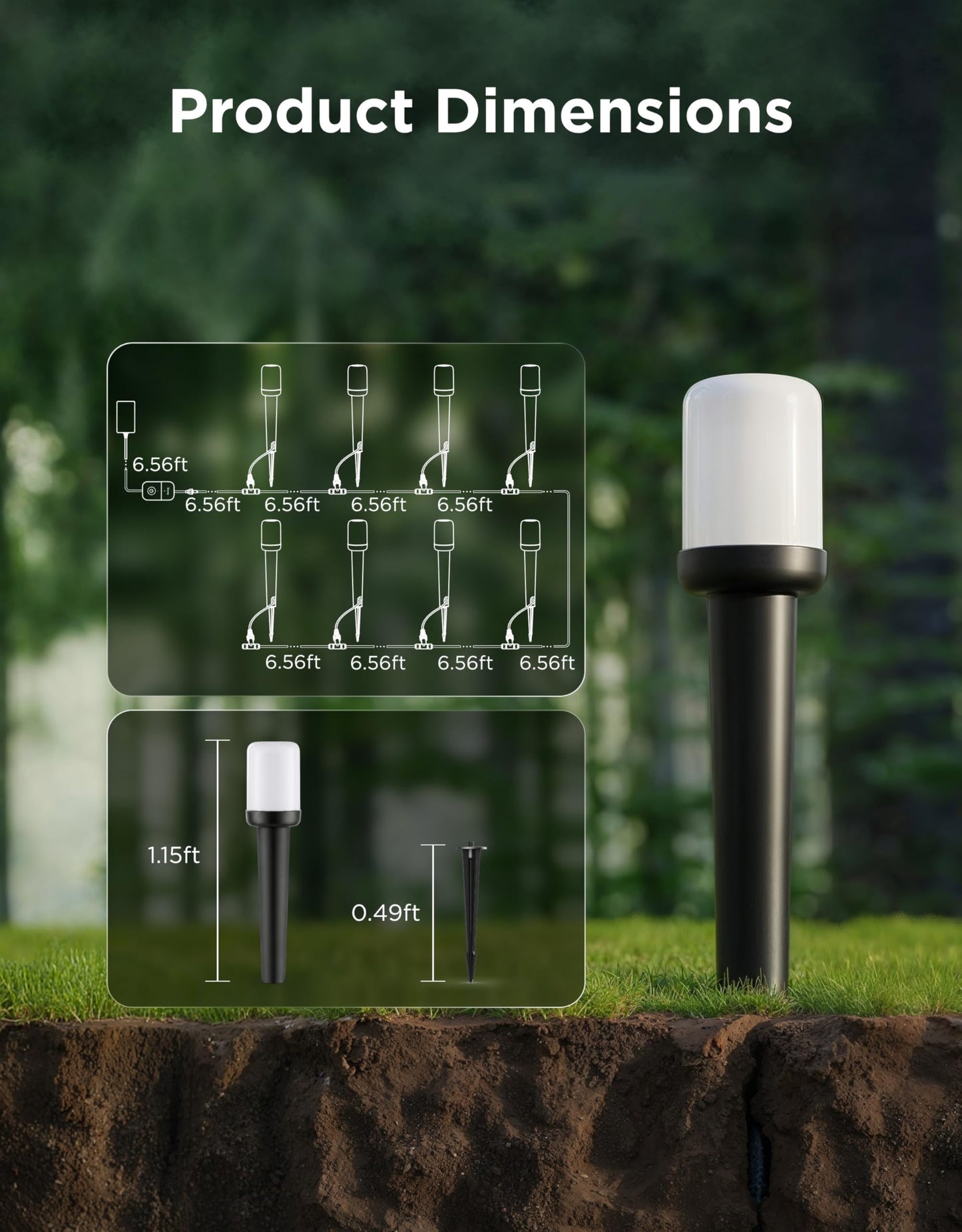 Govee Outdoor Cylinder Pathway Lights 8 Pack, 425lm Patio Lights, IP67 Waterproof, 60+ Preset Scene Modes, Outdoor Decor for Path, Patio, Garden, Lawn, Compatible with Alexa, Google Assistant, Matter