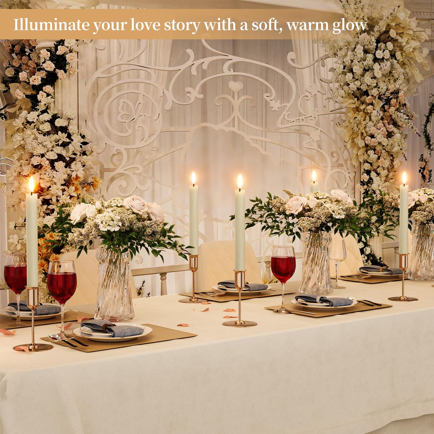 Rechargeable Flameless Taper Candles 2Pcs Real Wax Battery Taper Candles with Remote&Timer LED Candlesticks Flickering Realistic for Christmas Home Wedding Decor Ivory