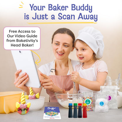 Baketivity x Duff Goldman Unicorn Cookies - Kids Baking Kit - Cooking Kits with Premeasured Ingredients, Decorating Supplies, STEM Activities - Kids Baking Sets for Girls, Boys Ages 6-12