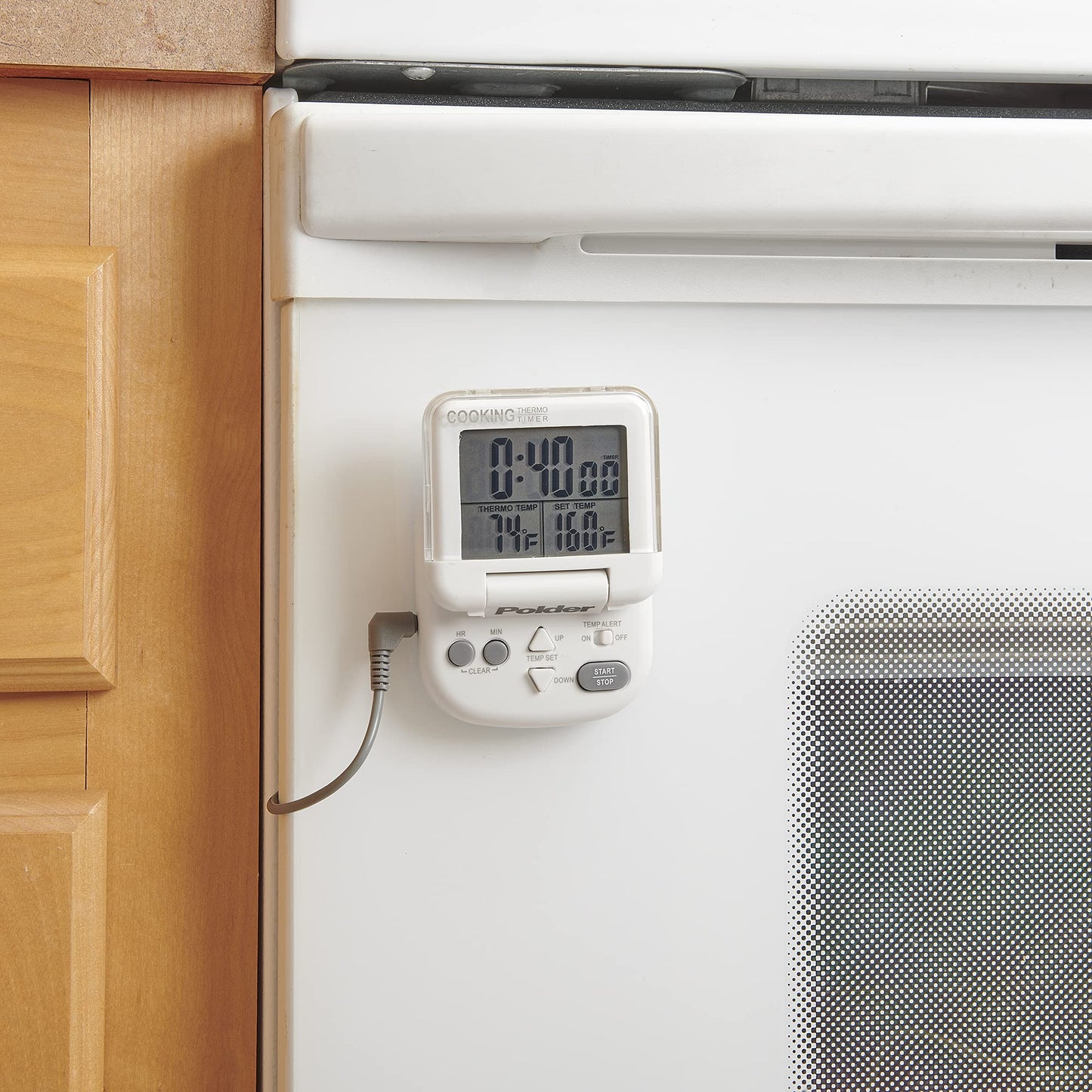 Polder Digital In-Oven Thermometer/Timer, White