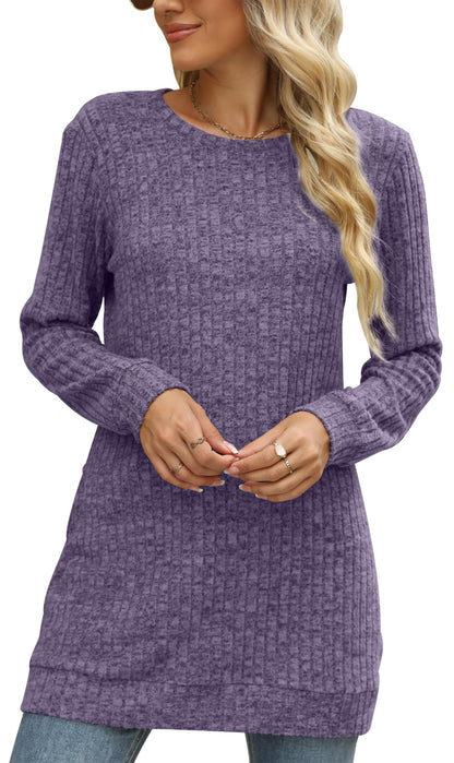 Sweaters for Women Long Sleeve Crewneck Sweatshirt Loose Casual Tunic Tops