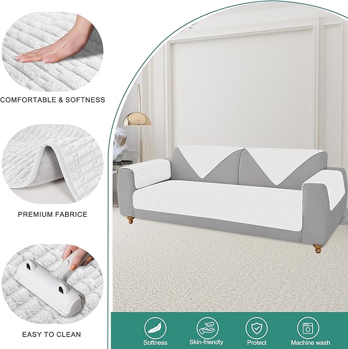 Foxdecor Couch Arm Covers Sofa Arm Cover, Arm Chair Covers Set of 2, Non-Slip