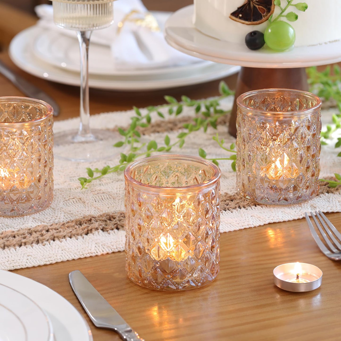 MATAHUM 12 Pcs Large Votive Candle Holders 2.8 * 3.2 inch Gold Tea Light Candle Holders Glass Candle Holder for Bridal Shower, Wedding, Table Centerpiece, Party, Home Decor