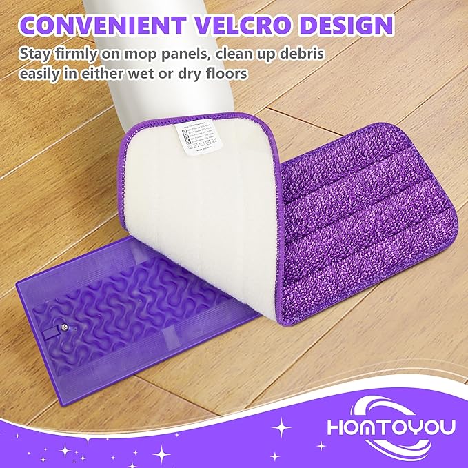 HOMTOYOU Reusable Pads Refills for Swiffer Power Mop: 6 Pack Microfiber Pad for