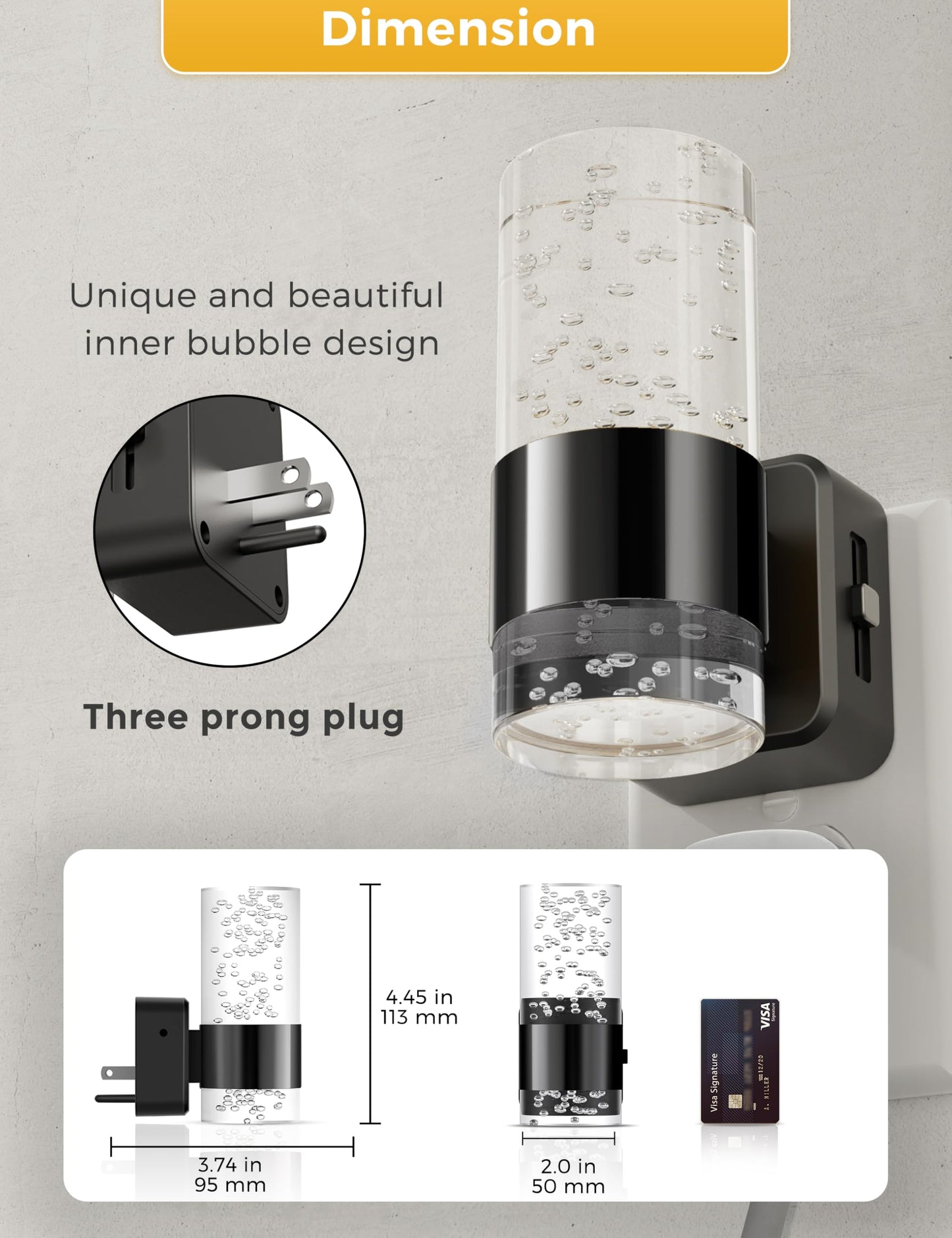 L LOHAS LED Night Light,Dimmable Night Lights Plug into Wall, 2 Pack Acrylic Nightlights with 0-100 LM Adjustable Brightness, 3000K Plug in Night Light with Dusk to Dawn Sensor, for Bathroom Hallway