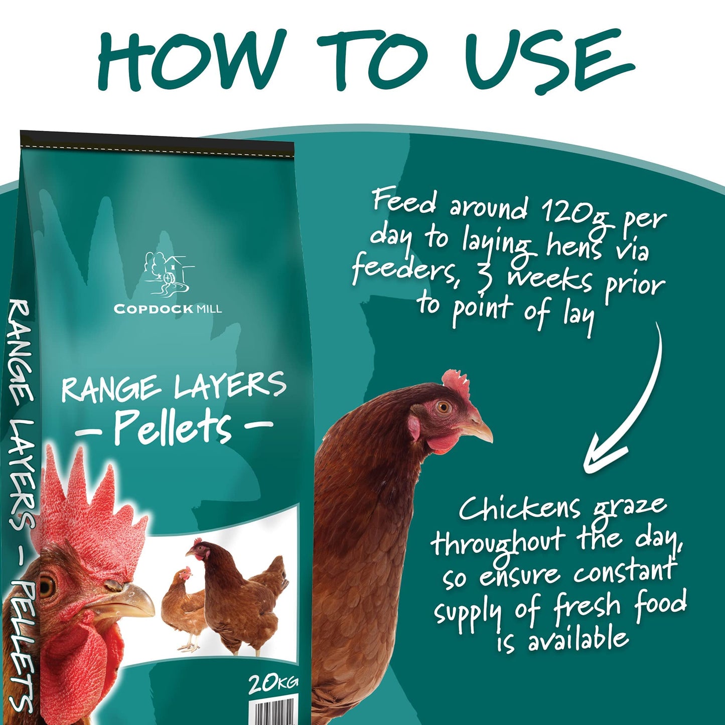 Copdock Mill Range Layers Pellets 20kg – Chicken Food for Hens and Laying Poultry, Ducks, Geese, Bantams – 100% Natural Pellets