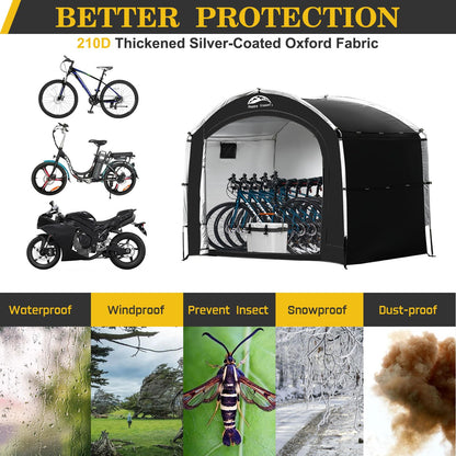 Happy Travel Bike Storage Shed Tent,Outdoor Portable Bicycle Storage Sheds with 210D Oxford Fabric PU4000 Waterproof for 2/3/4/6/8 Bikes,Bike Covers Shelter for Motorcycle,Garden Tools,Toys,Lawn Mower