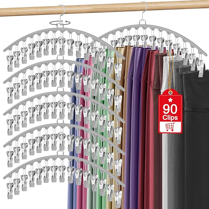 6 Pack Legging Organizer for Closet Hanging, Pants Hangers