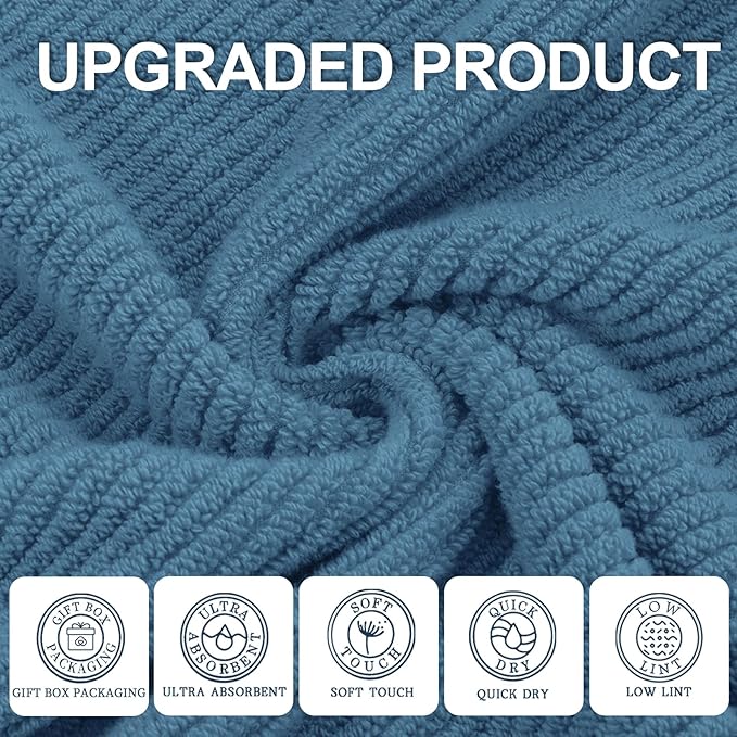 VOOVA & MOVAS Hand Towels for Bathroom Set of 4, Large 18" x 28", 100% Cotton |