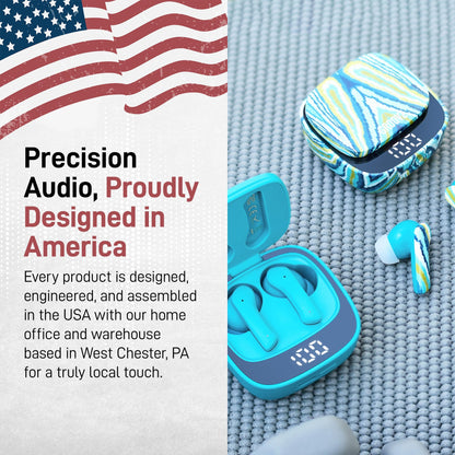 Groovz True Wireless Earbuds with Charging Case - Designed and Engineered in The USA - IPx4 Water Resistant Bluetooth Earbuds Compatible with Apple and Android - 27Hrs Battery Life - Paisley