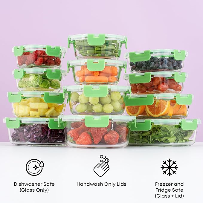 JoyJolt 24pc Borosilicate Glass Storage Containers