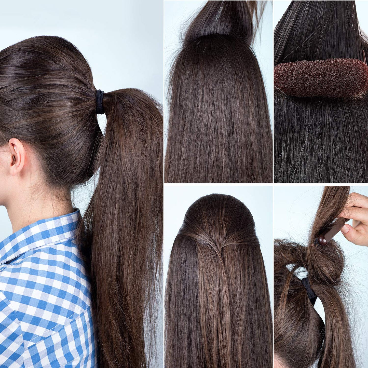 WILLBOND Hair Styling Accessories Bump It up Volume Hair Base Set of 8 Sponge Insert, Include Bun Maker and Styling Braid Tool for Women DIY Hairstyle