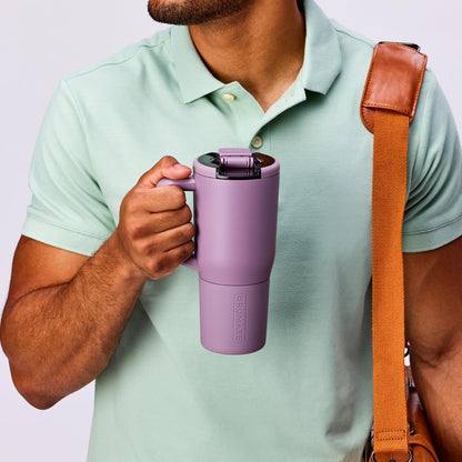 BrüMate Müv - 25oz 100% Leak Proof Insulated Coffee Mug with Handle & Lid - Stainless Steel Coffee Travel Mug - Double Walled Coffee Cup (Neon Pink)
