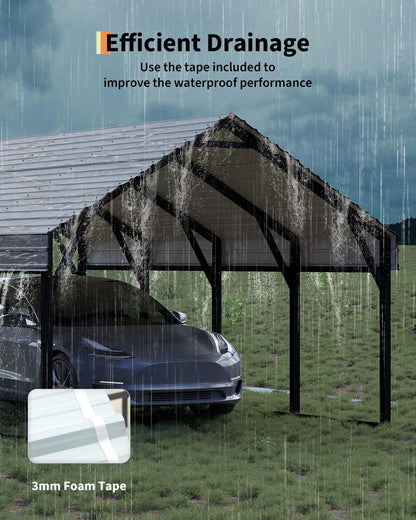 12 x 20 FT Metal Carport, Heavy Duty Carports Reinforced Frame and Steel Roof, All-Weather Shelter Canopy for Pickups, Boats, Cars, and Tractors