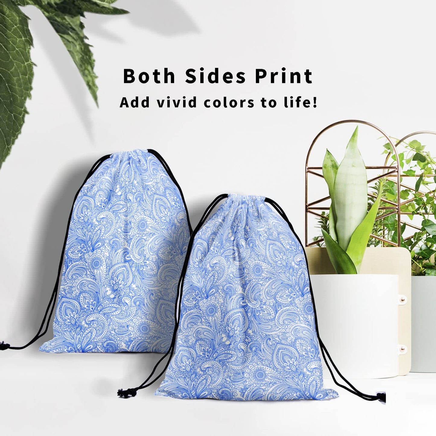 Blue White Floral Grip Bag - Traditional Flower Grip Bags for Gymnasts with Teal Flowers, Adjustable for Personal Equipment