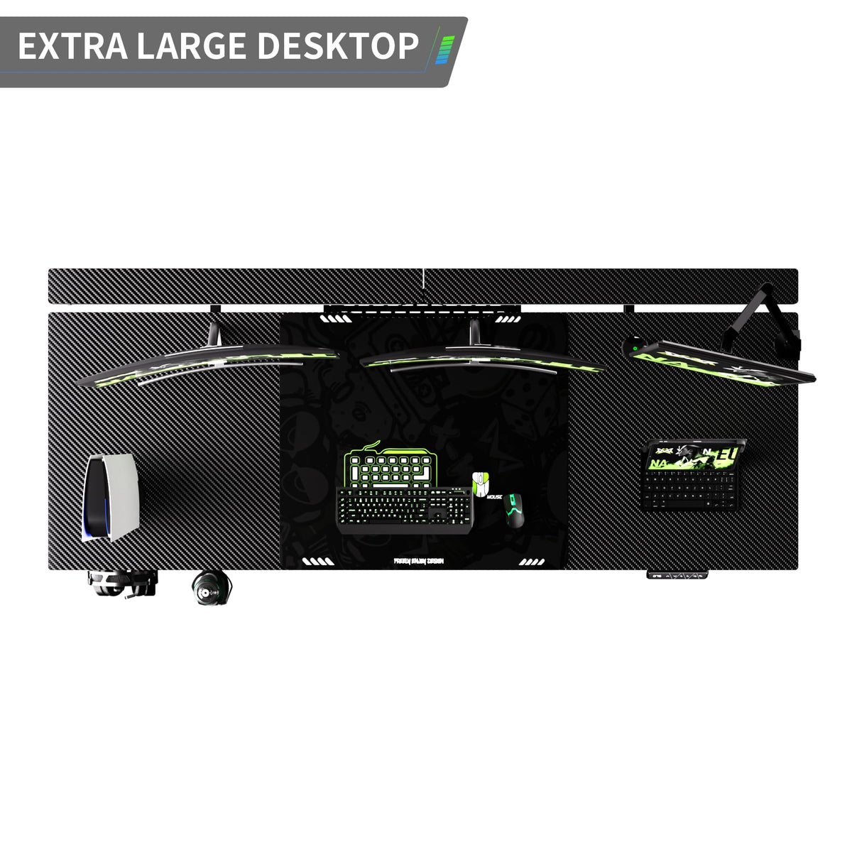 Klobel 71" Gaming Standing Desk for Gamers & Streamers, 4-Leg Electric Sit Stand Desk with LED Lights, Flip-Top Cable Management, Stable Computer Desk with Wheels