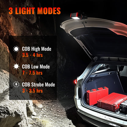 Easymaxx LED Rechargeable Work Light with Clamp, 2100LM COB Magnetic Clip on Worklight 270° Rotating with Mobile Charger, Portable Clamp Work Light for Boats, Car Repairing, Job Site Lighting