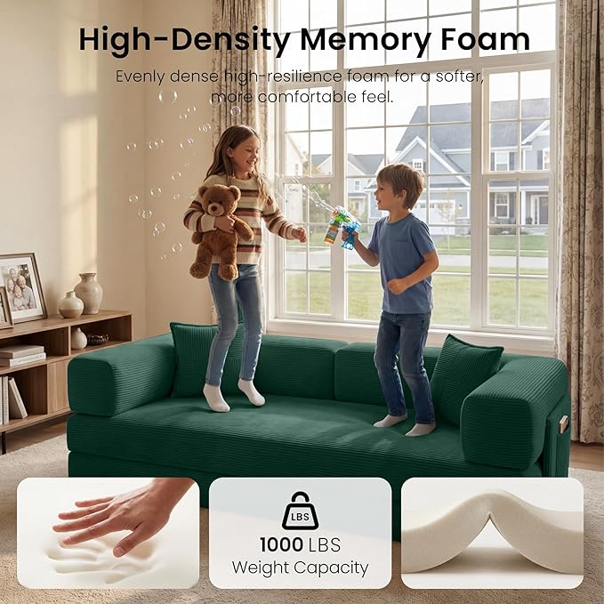 78.8" Convertible Sofa Bed, Corduroy Futon Couch