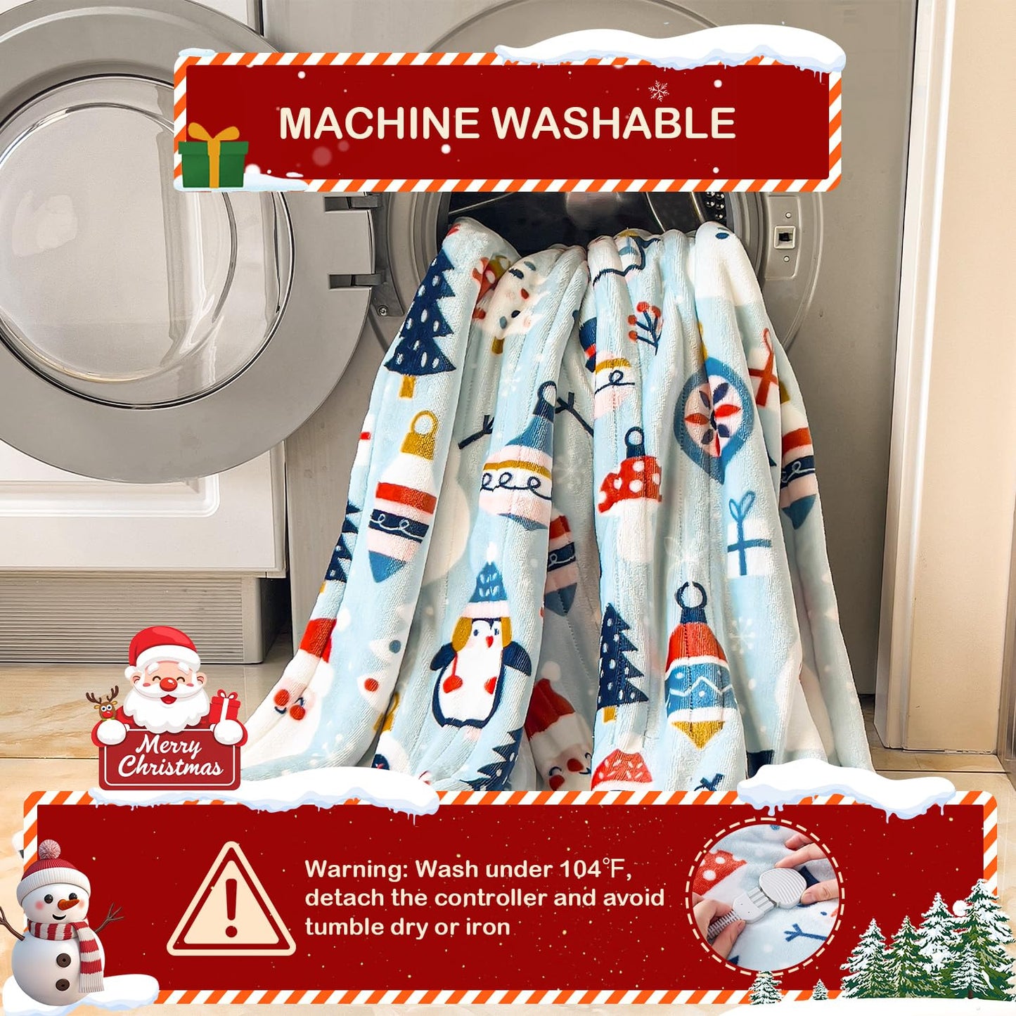 Electric Heated Blanket Throw 50x60Inch Cute Print Heating Blanket Warm Gift for Women 5 Heat Levels & 12 Hours Auto-Off, Cozy Soft Fleece Sherpa, Machine Washable,ETL&FCC