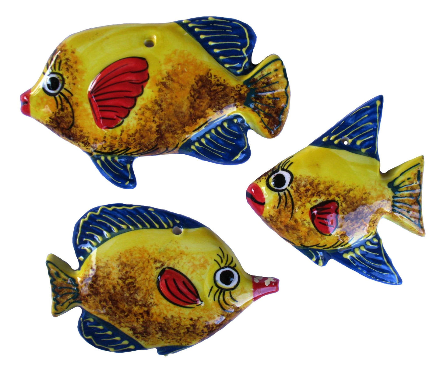 Cactus Canyon Ceramics Spanish Piranha Fish Wall Hanger, Yellow