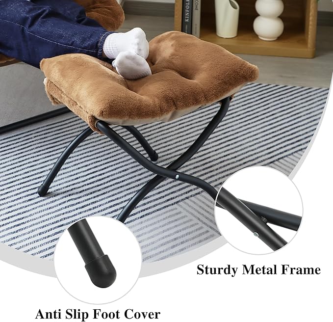 15" Folding Ottoman, Foldable Footrest Stool, Portable Small Foot Stool