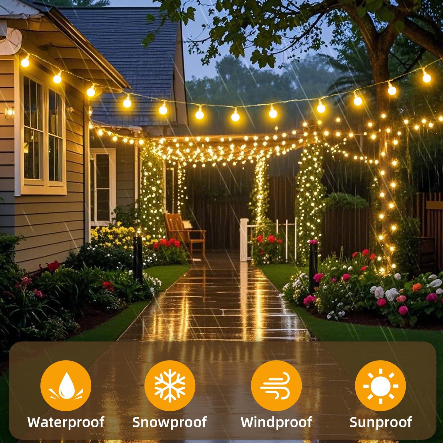 12 M 100 LED Fairy Lights Battery Operated Christmas Lights Indoor Outdoor Waterproof Globe String Lights with Remote Timer 8 Modes for Bedroom Outside Tree Garden Patio Party Decorations Warm White