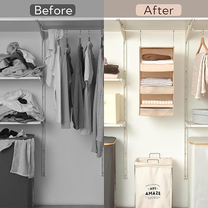 GRANNY SAYS 3 Shelf Hanging Closet Organizers and Storage, Collapsible Closet