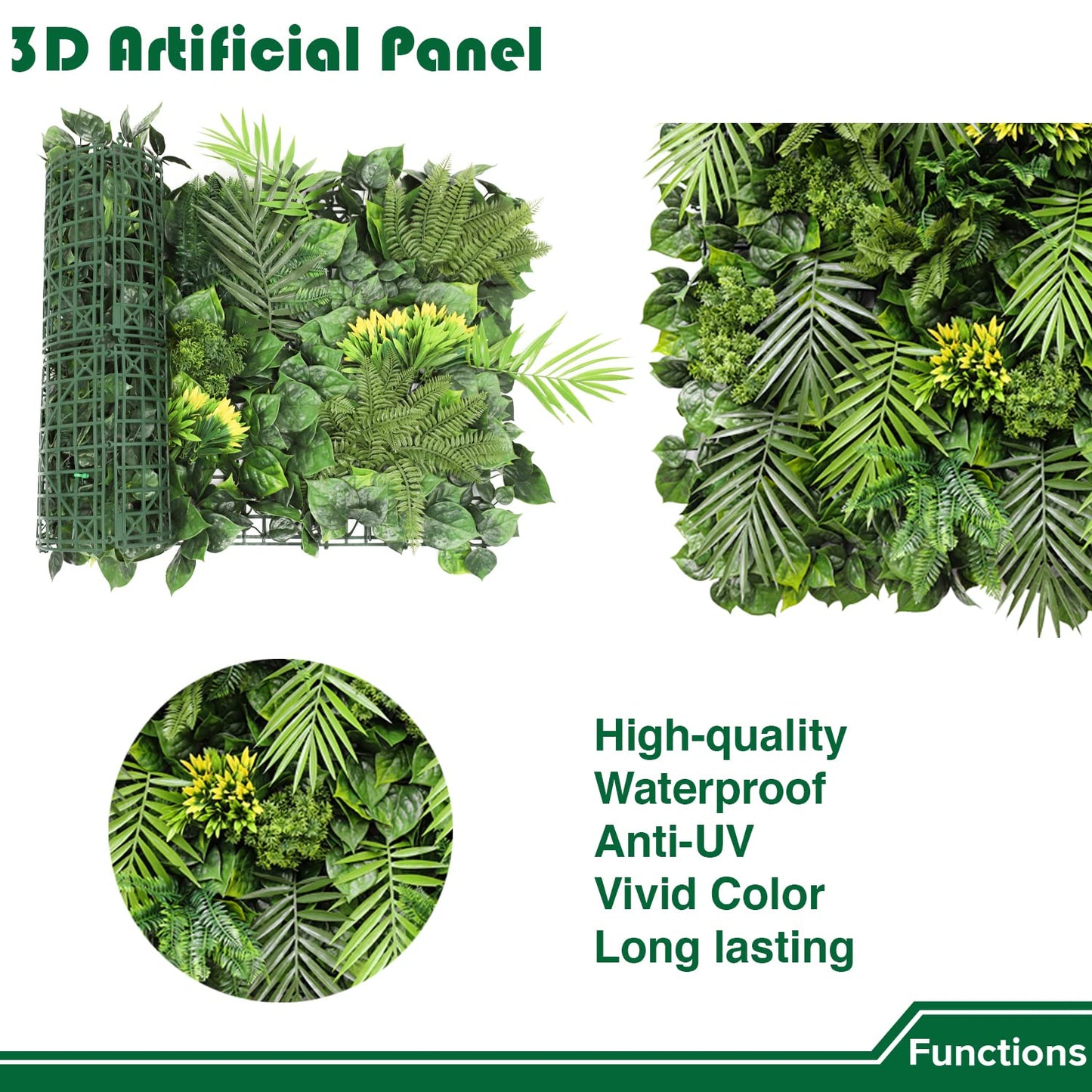 Goleray Artificial Grass Wall Panels 40"x40"-6Packs Greenery Backdrop Faux Boxwood Panel Fake Hedge for Garden Wedding Décor Outdoor Green Privacy Fence, 08Mixed