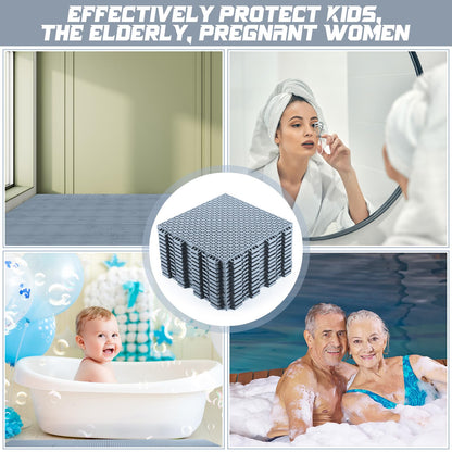 Huwena 100 Pack Drainage Mats Interlocking Tiles 10" x 10" Rubber Floor Tiles Rubber Mats Non Slip Modular Interlocking Cushion Pool Deck Cushion for Garage Patio Greenhouse Outdoor Indoor