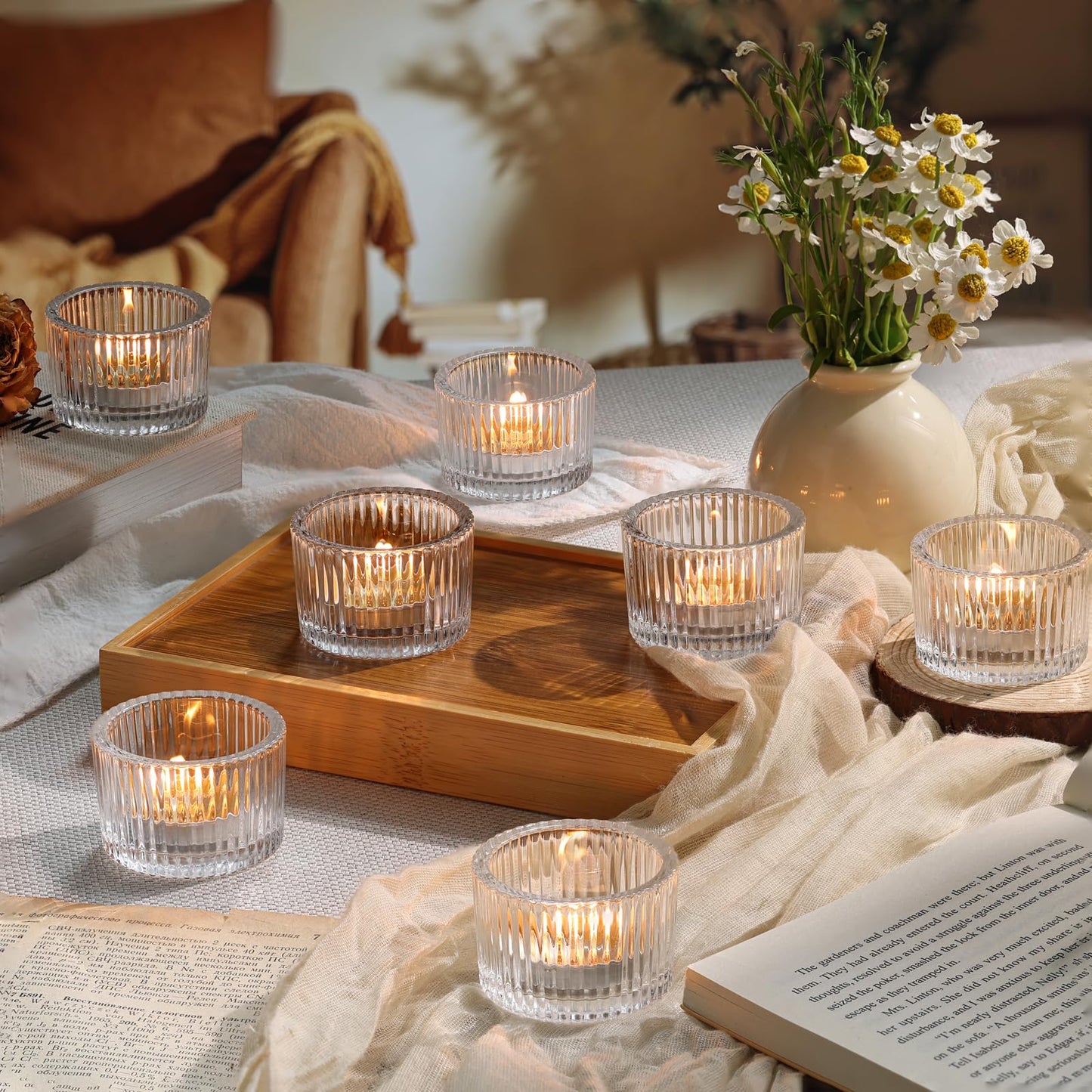 12 Pack Tealight Clear Candle Holders, Votive Tea Light Candle Holder