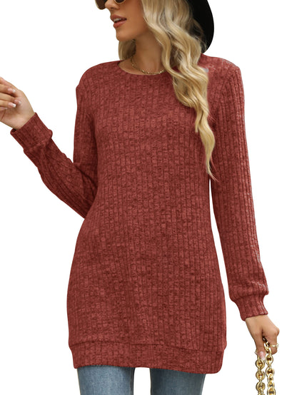 Sweaters for Women Long Sleeve Crewneck Sweatshirt Loose Casual Tunic Tops