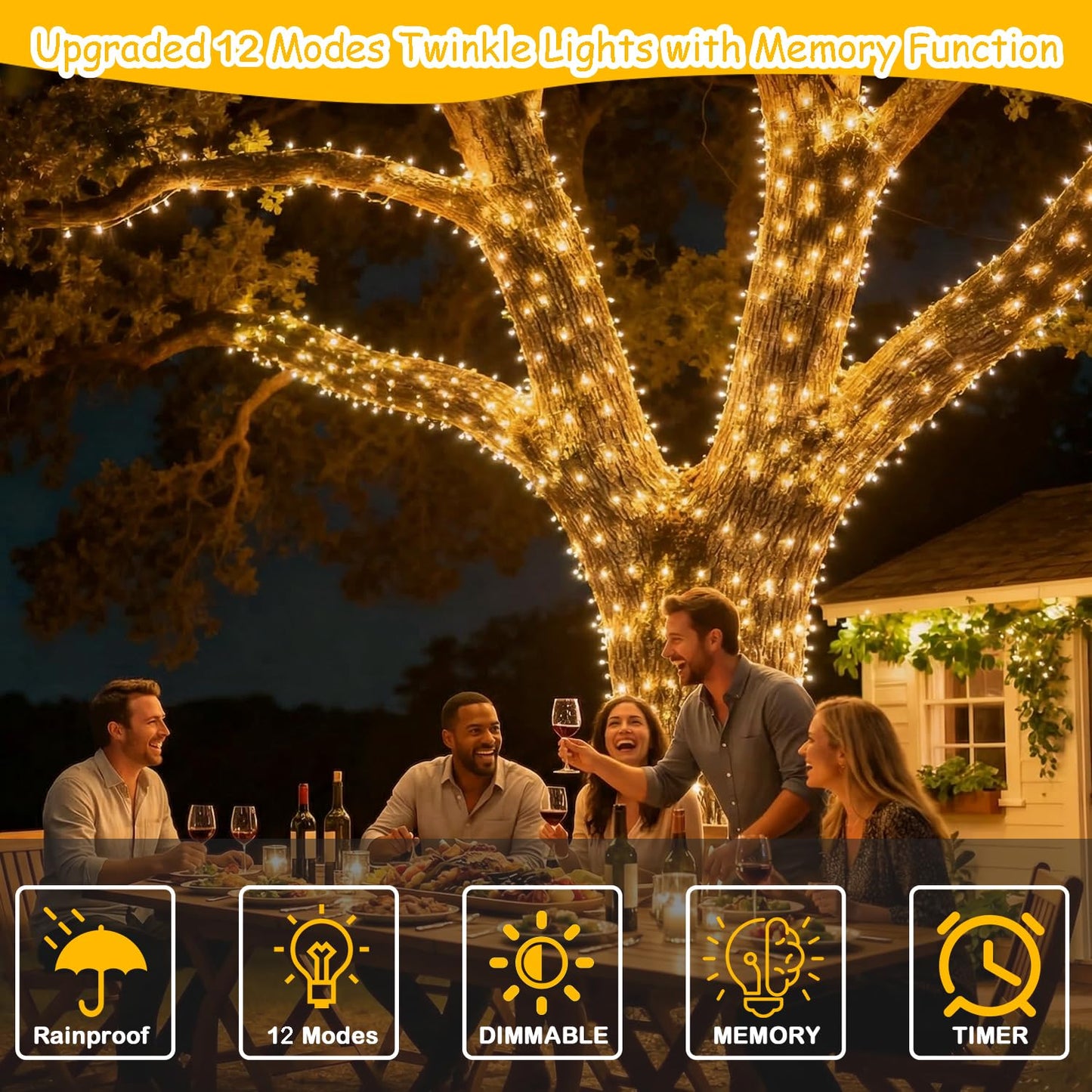500LED Fairy Lights Twinkle String Light Plug in, 164ft Bendable Silver Copper Wire Firefly Lights, 12Modes with Timer Remote, Warm White Decor for Indoor Outdoor Room Wedding Party Christmas