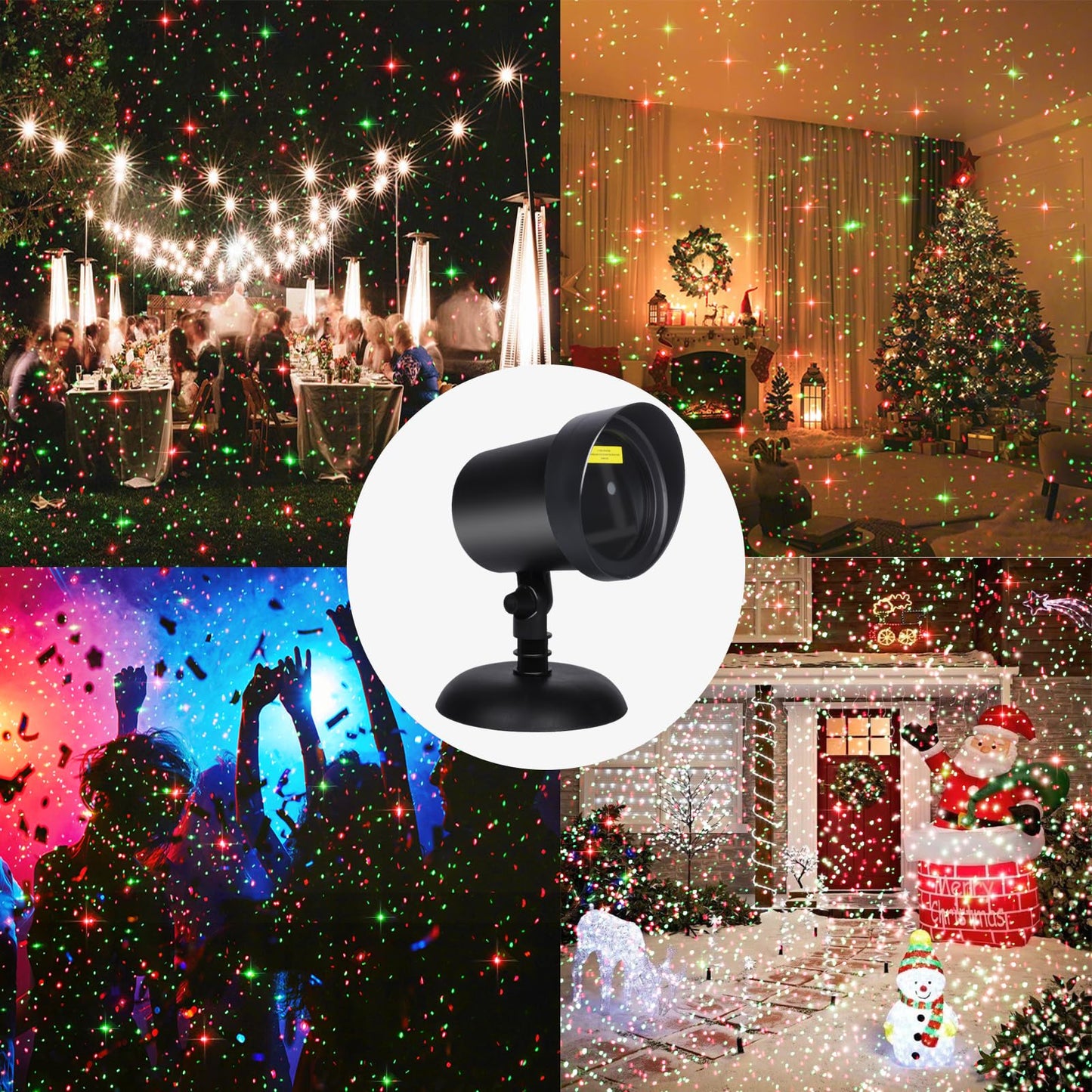 YFAIN Christmas Laser Outdoor, Christmas Projector Light Outdoor Waterproof, Landscape Spotlight Red & Green Xmas Stars Show for Christmas, Holiday Decor for House, Party, Garden
