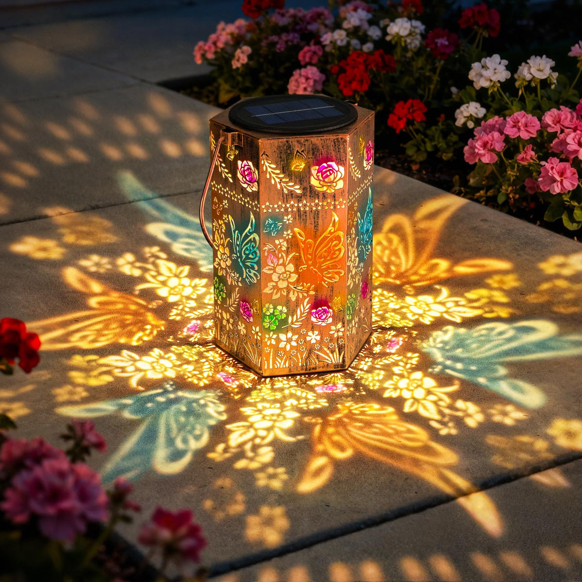 Singingarden Butterfly Solar Lights Outdoor - Solar Lanterns Outdoor Waterproof Decorative Metal Lantern for Garden, Patio, Pathway（1 Pack）