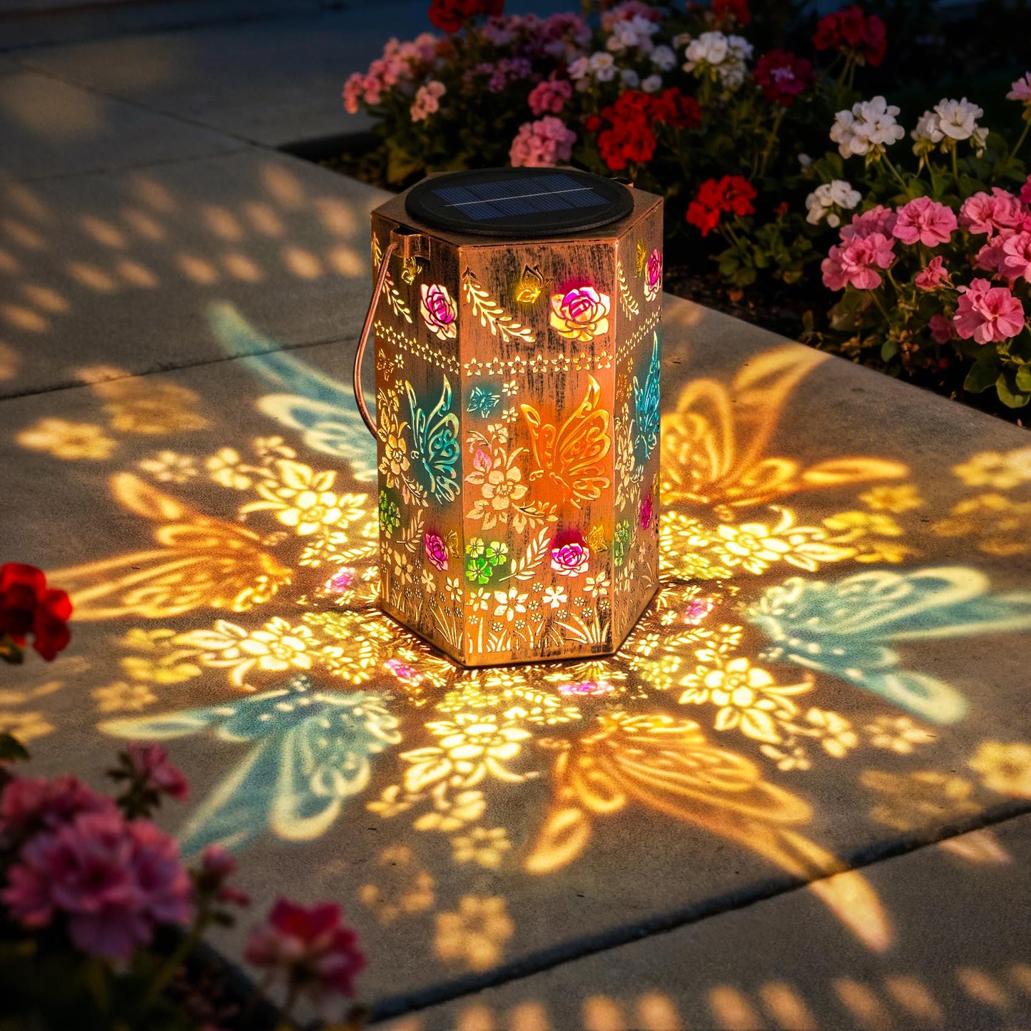 Singingarden Butterfly Solar Lights Outdoor - Solar Lanterns Outdoor Waterproof Decorative Metal Lantern for Garden, Patio, Pathway（1 Pack）