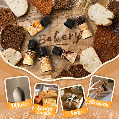 Bakery Essential Oils Gift Set, SNOWSEN Dessert Fragrance Oils for Diffuser for Home, Pumpkin Pie, Waffle, Coffee Cake, Chocolate Cupcake, Gingerbread, Snickerdoodle Aromatherapy Oils