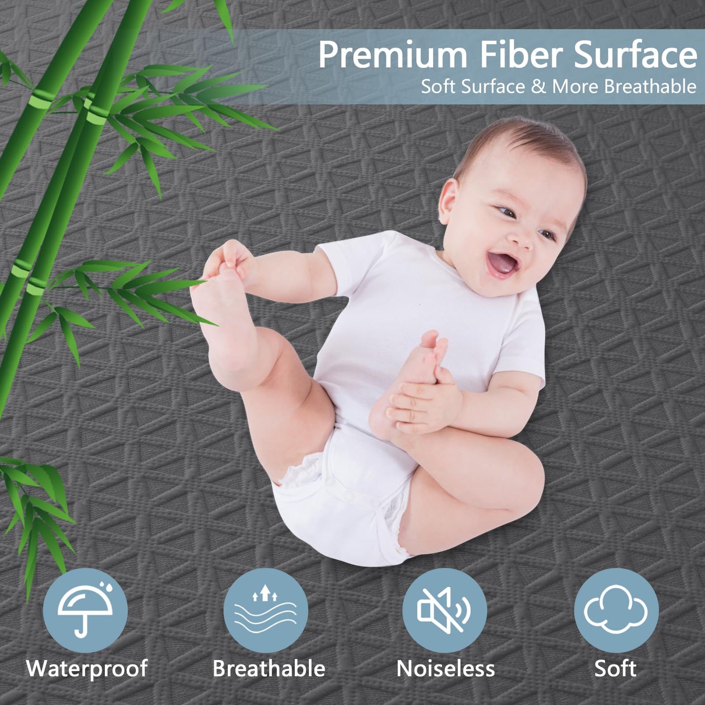 Premium Waterproof Mattress Protector California King Size, Breathable Bed Cover 3D Air Fabric Cooling Mattress Pad Cover Smooth Soft Noiseless Washable, 8''-21'' Deep Pocket (Gray)