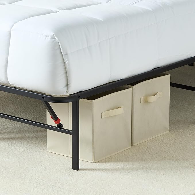 Amazon Basics Bed Frame with Storage, Foldable Metal Platform, Sturdy Steel