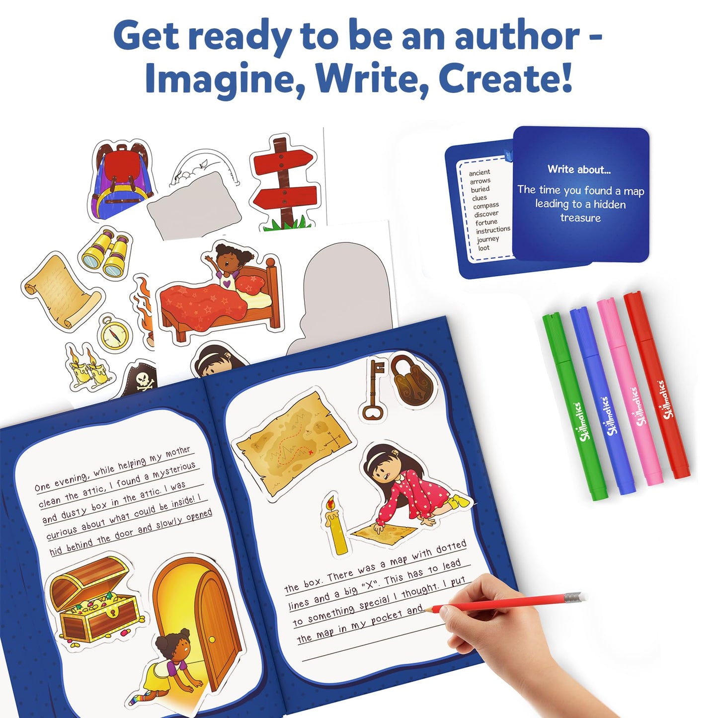 Skillmatics Storybook Art Kit - Create Adventure Stories, DIY Craft & Writing Kit with 300+ Stickers, Scrapbooking & Journal Activity, Christmas Gifts for Kids Ages 5, 6, 7, 8, 9, 10