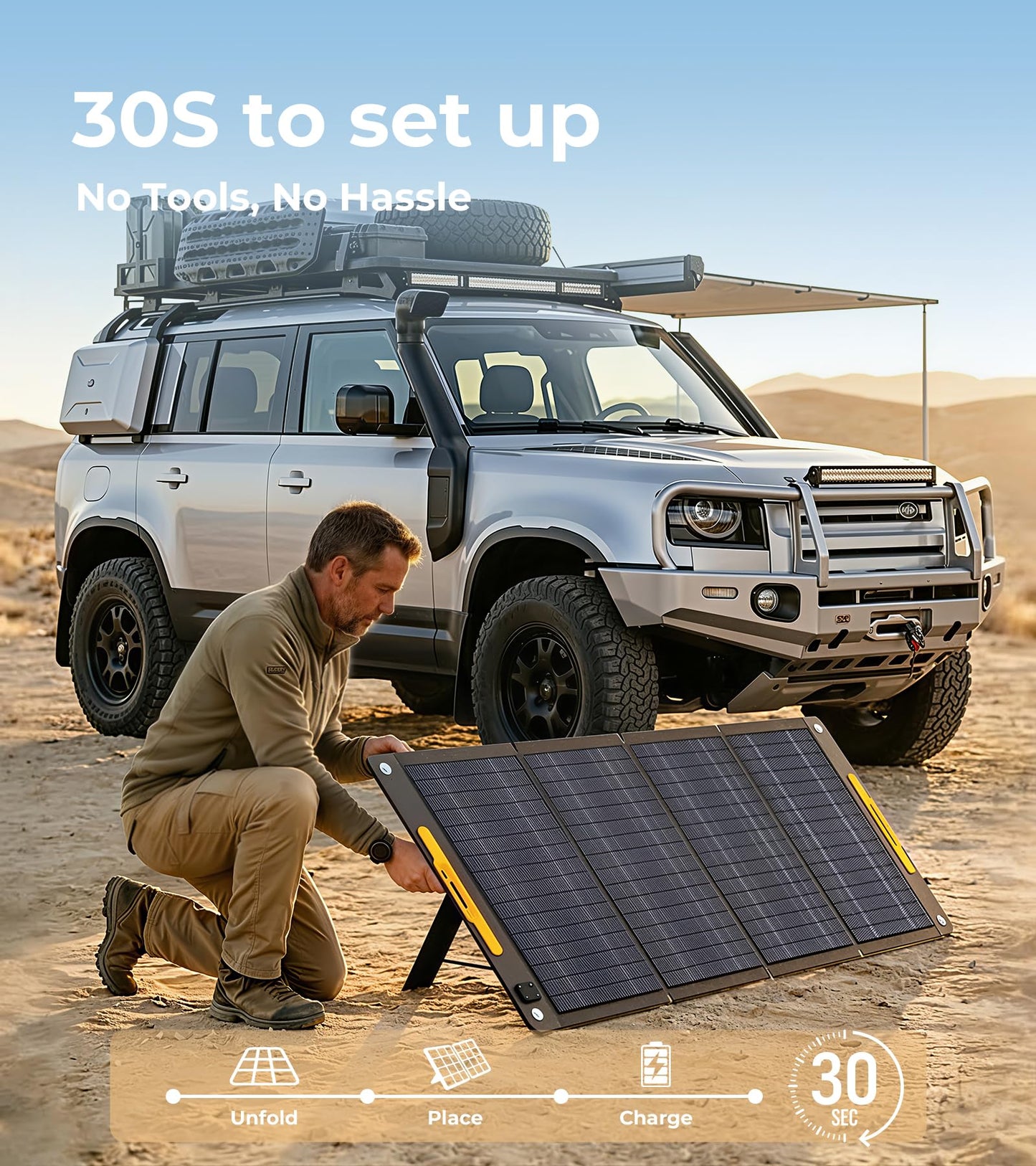 Lipower 200W Portable Solar Panels 18V, Foldable Solar Charger for Portable Power Station, IP68 Waterproof Foldable Solar Panel Power Backup for Generator, RV, Camping, Off Grid