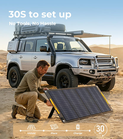 Lipower 200W Portable Solar Panels 18V, Foldable Solar Charger for Portable Power Station, IP68 Waterproof Foldable Solar Panel Power Backup for Generator, RV, Camping, Off Grid