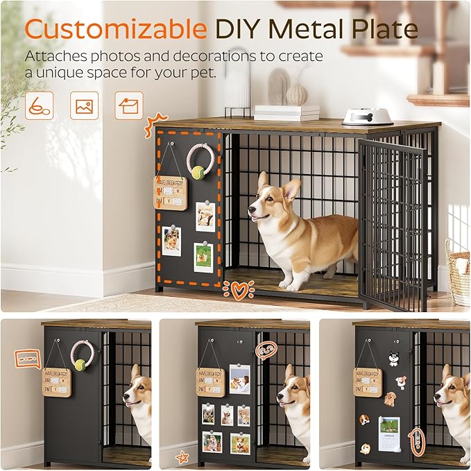 YATINEY Foldable Dog Crate Furniture, Dog Crate