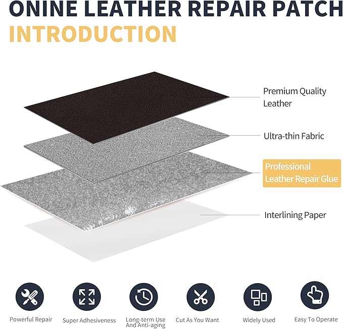 ONine Leather Repair Patch, Self-Adhesive Couch Patch, Car Seats Backpack