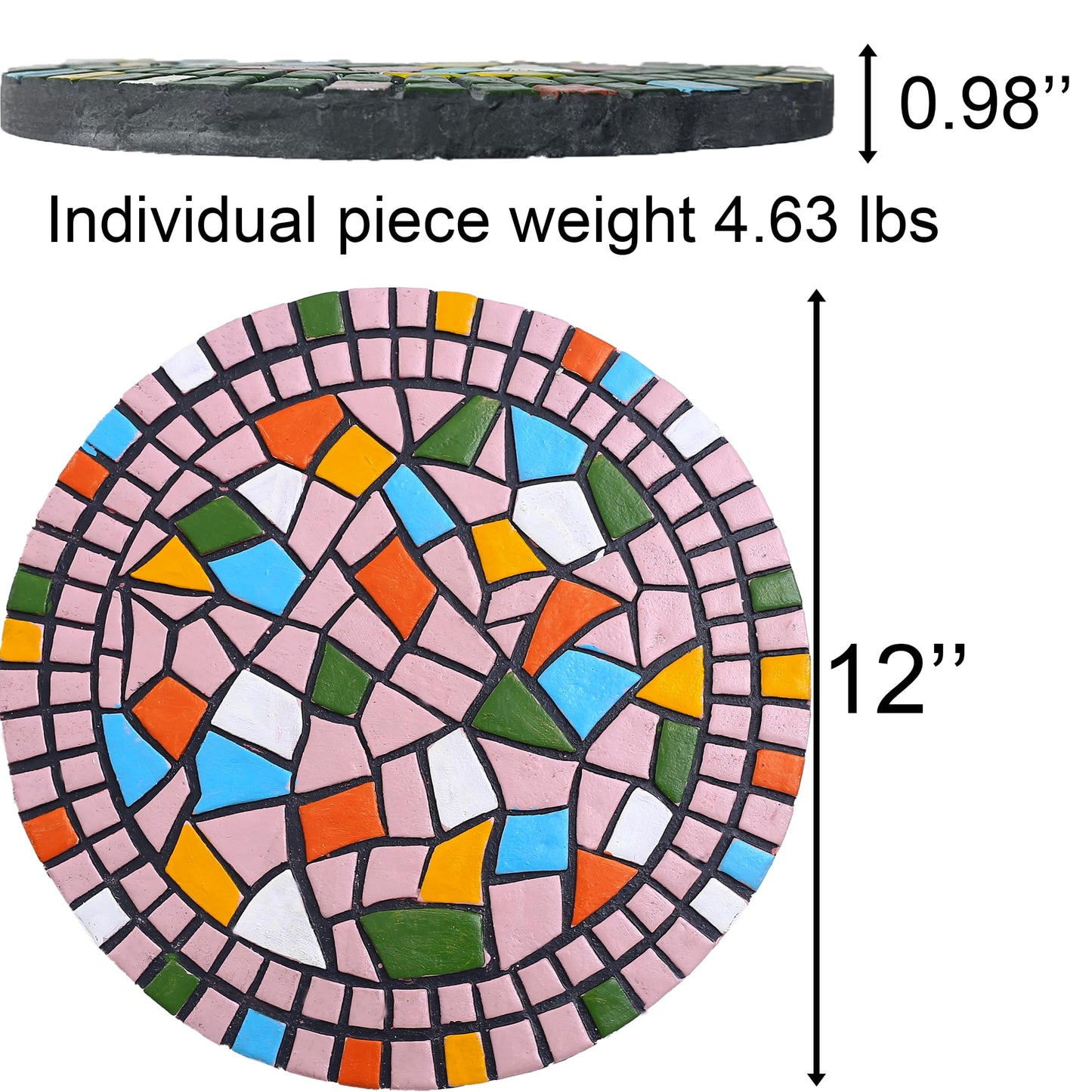 QZSDBWHCB - Garden Decoration - Mosaic Stepping Stone - Patio Decoration Stone 12 Inch (1, Pink, Medium)