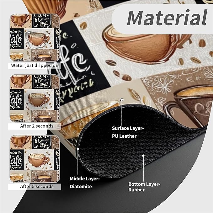 Kitchen Sink Splash Guard，-coffee Faucet Mat Sink Gadgets-Super Absorbent Fast
