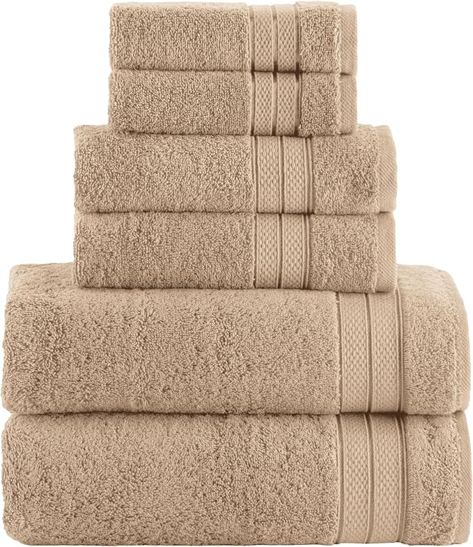 Elegant Comfort Luxury 6-Piece Towel Set, Premium Soft 100% Turkish Cotton