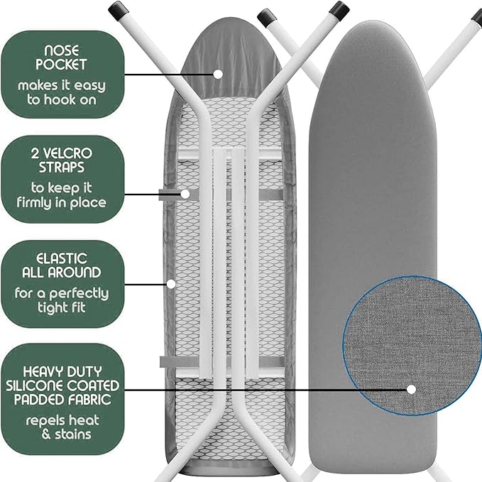Hearth & Harbor Ironing Board Cover and Pad 15x54 Full Size, Thick Heavy Duty